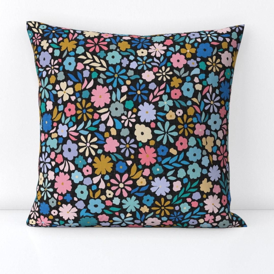 Tossed Flowers Throw Pillow Vintage Ditsy Florals by Evamatise Flower Vintage Flowers Decorative