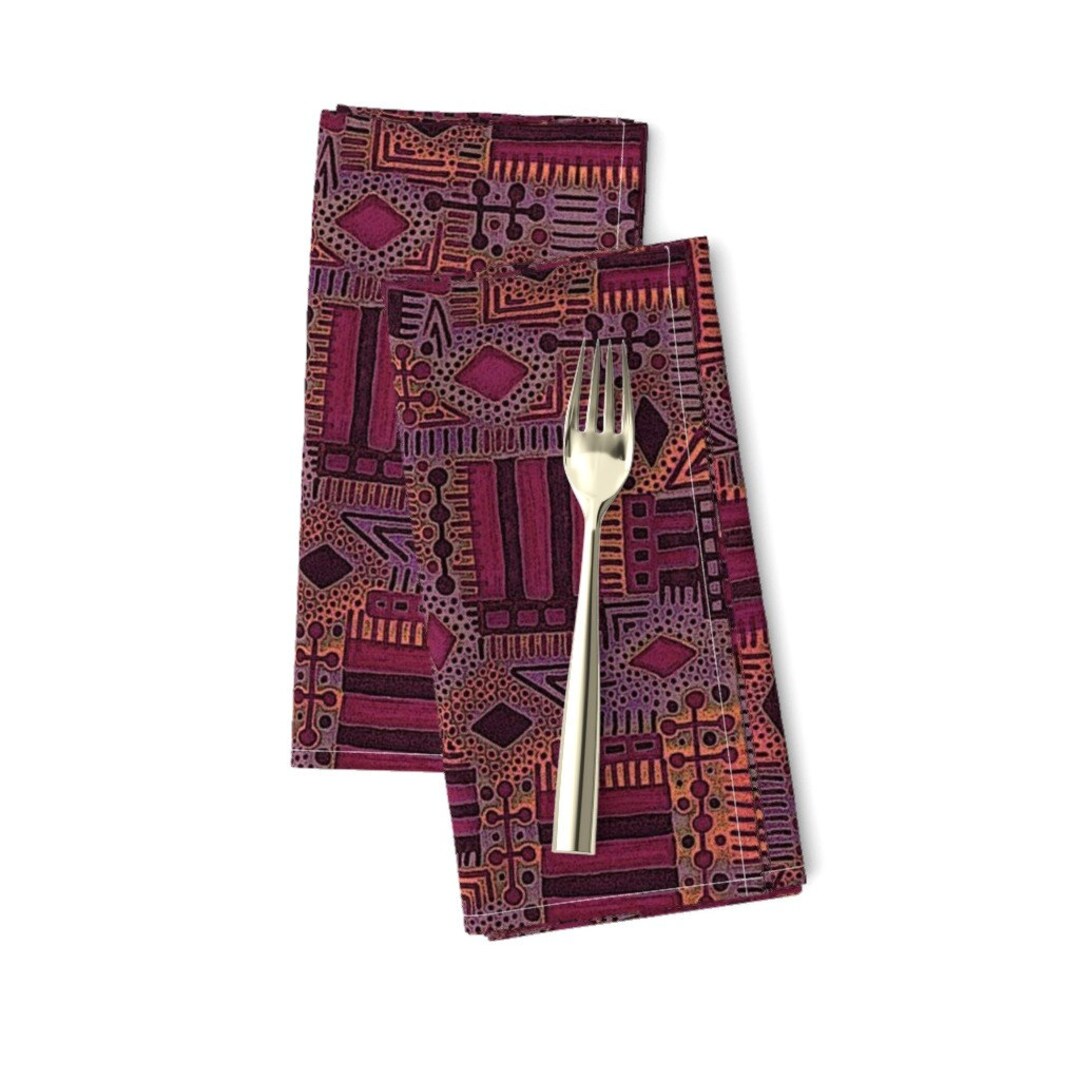 Kilim Dinner Napkins set of 2 Turkish Rug Inspired by Dunnspun Burgundy