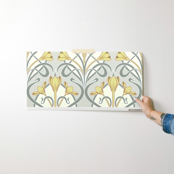 アールヌーボーの糊なし壁紙 ニュートラル モダニズム 1900年代風