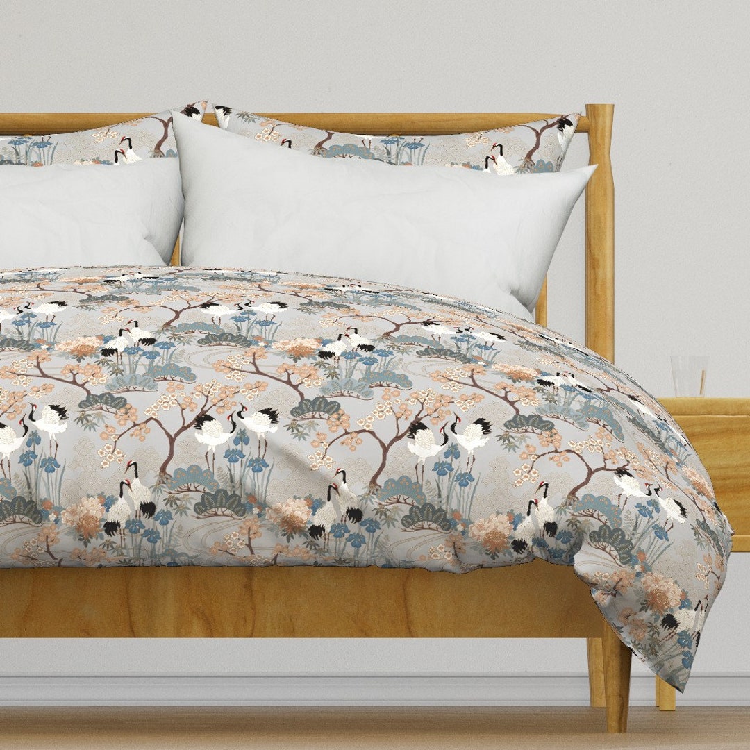Japanese Garden Duvet Cover Japanese Garden Gray by Etsy
