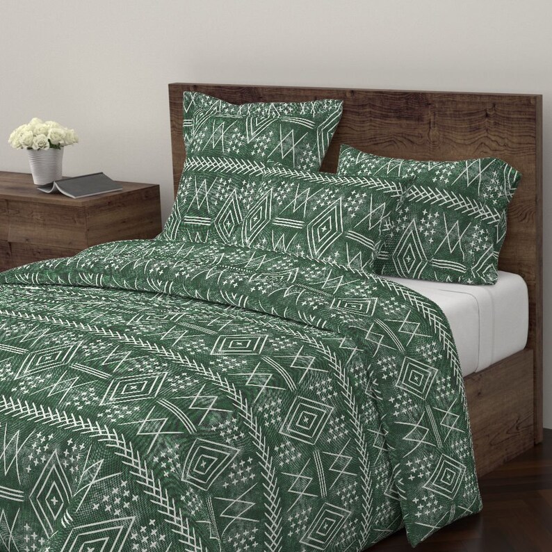 Duvet Cover Vintage Moroccan Large Scale Green By Etsy