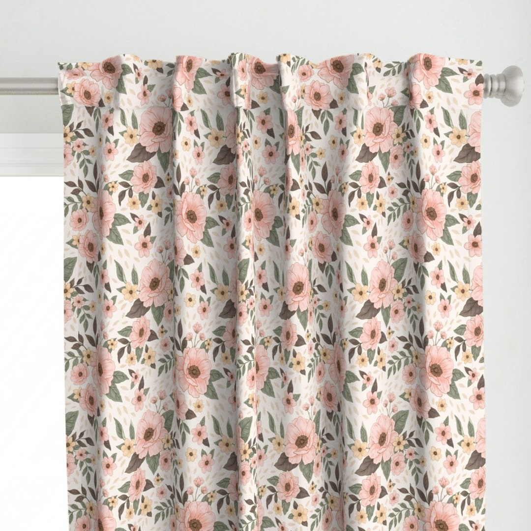 Cottagecore Curtain Panel Romantic Floral by Serena_archetti Etsy