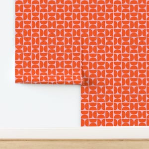 Mid Century Modern Non-Pasted Wallpaper Pink Red Orange Retro 1960s Atomic Era - Big Mod Half-circle by anda Wallpaper by Spoonflower