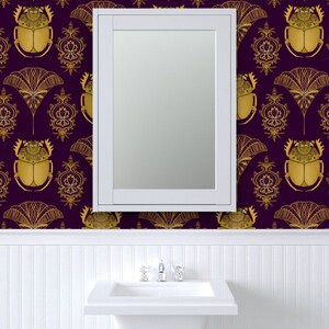 Egyptian Art Deco Commercial Grade Wallpaper Yellow Scarabs - Etsy
