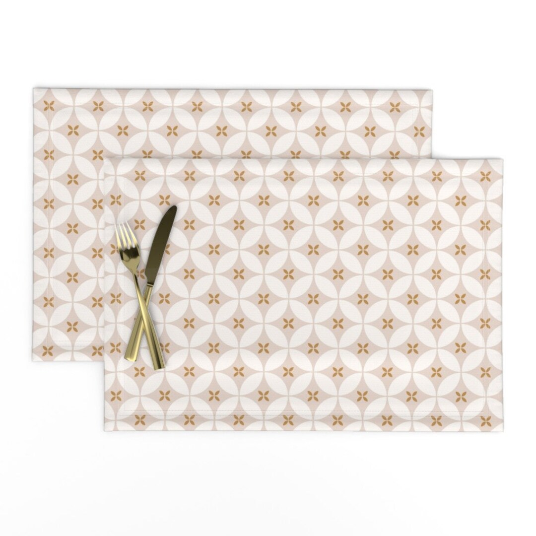 Blush and Gold Placemats set of 2 Minimal Moroccan Tiles Etsy