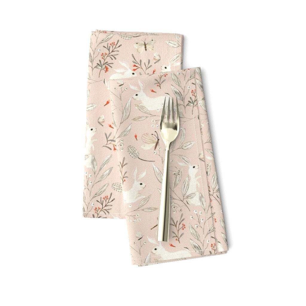 Discover Bunnies Blush Pink Spring Easter Napkins