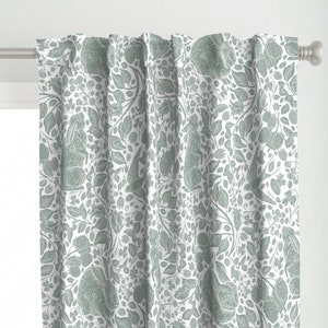 Modern Woodland Curtain Panel - Bunny And Birds by down_river_homegoods - Linocut Rabbit Easter Bunny Custom Curtain Panel by Spoonflower