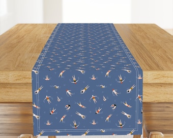 Swimming Team Table Runner - Cute Swimmers by alenkakarabanova - Summer Vibes Nautical Swimmers  Cotton Sateen Table Runner by Spoonflower