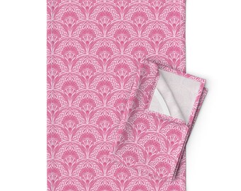 Torchons roses (Lot de 2) - Pétoncles roses abstraits modernes par kalabymrunmayee - Torchons roses abstraits fleurs en coton et lin par Spoonflower