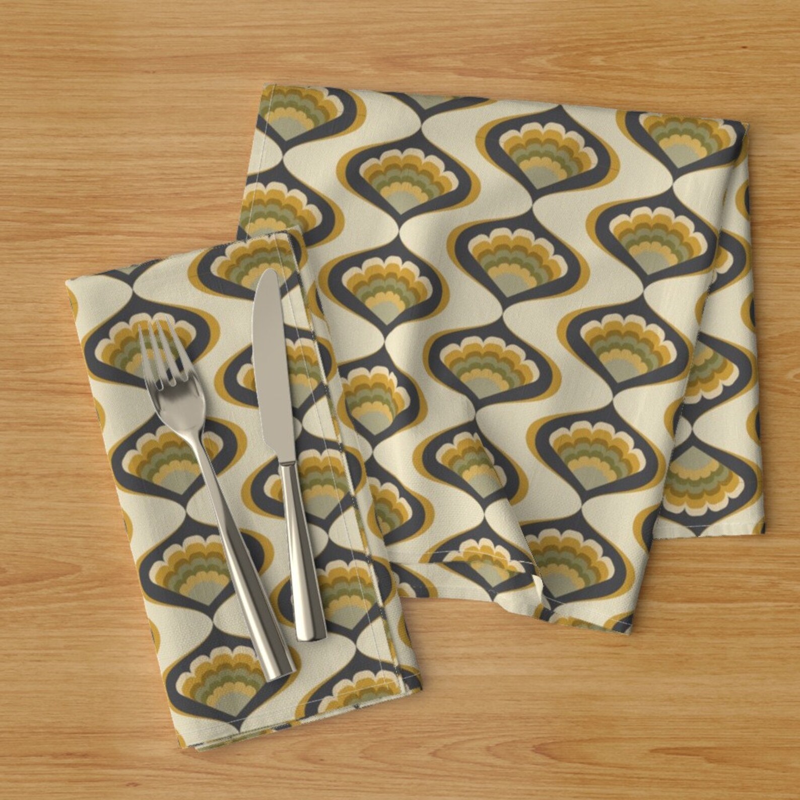 Art Déco Dinner Napkins Set of 2 Moutarde Gray Doris par Etsy