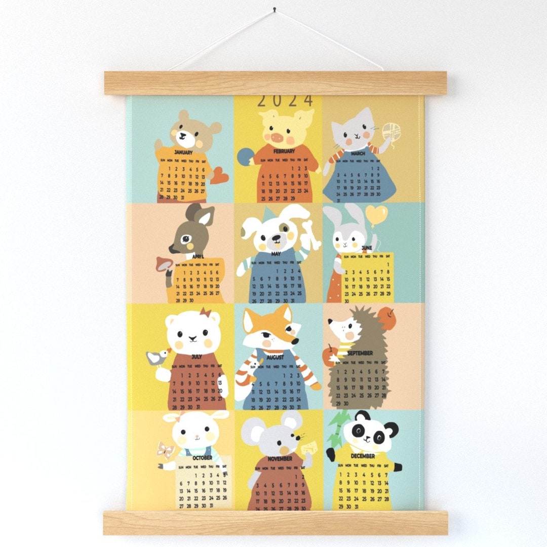 2024 Calendar Wall Hanging Animal Friends Calendar 2024 by Etsy