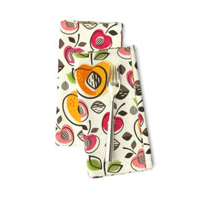 Retro Fruit Dinner Napkins (Set of 2) - Retro Cherries And Peaches by studioxtine - Peach Cherry Food Fifties Cloth Napkins by Spoonflower