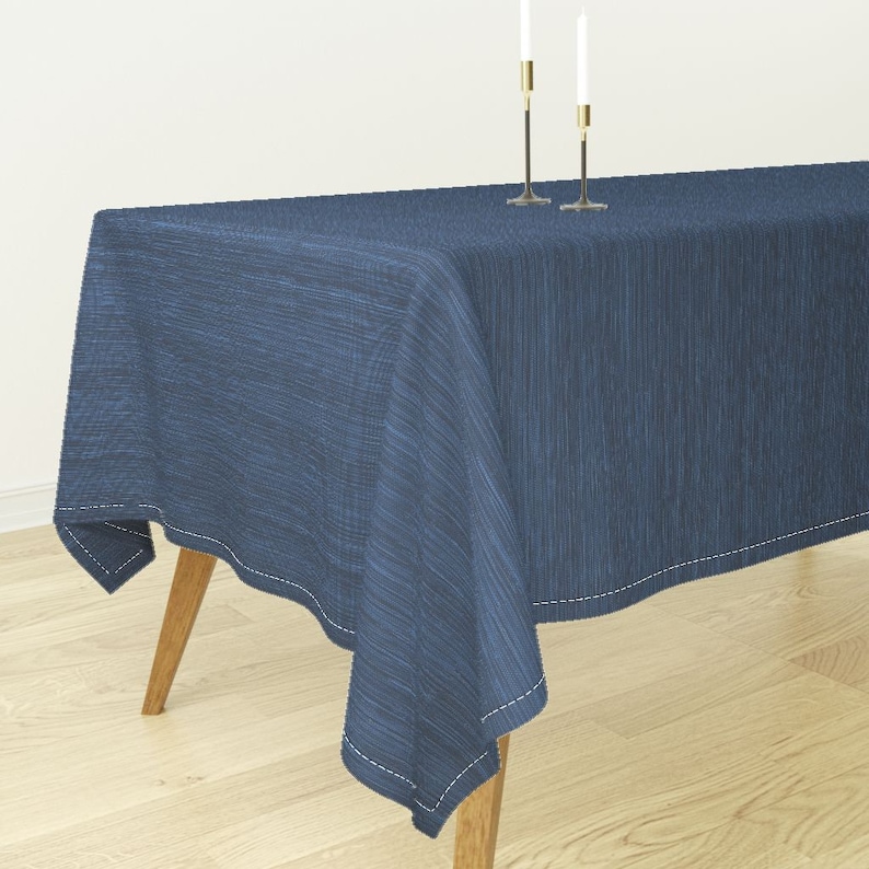Beach Cotton Sateen Tablecloth by Spoonflower Grasscloth In Navy by willowlanetextiles Nautical Tablecloth