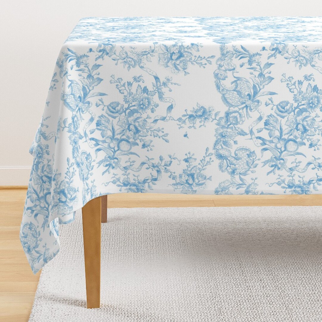 Sky Blue Toile Tablecloth Bronwyn Toile by Lilyoake Etsy