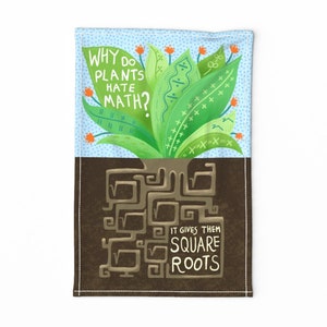 Funny Math Dad Jokes Tea Towel – Linen Cotton Blend, Square Roots Design