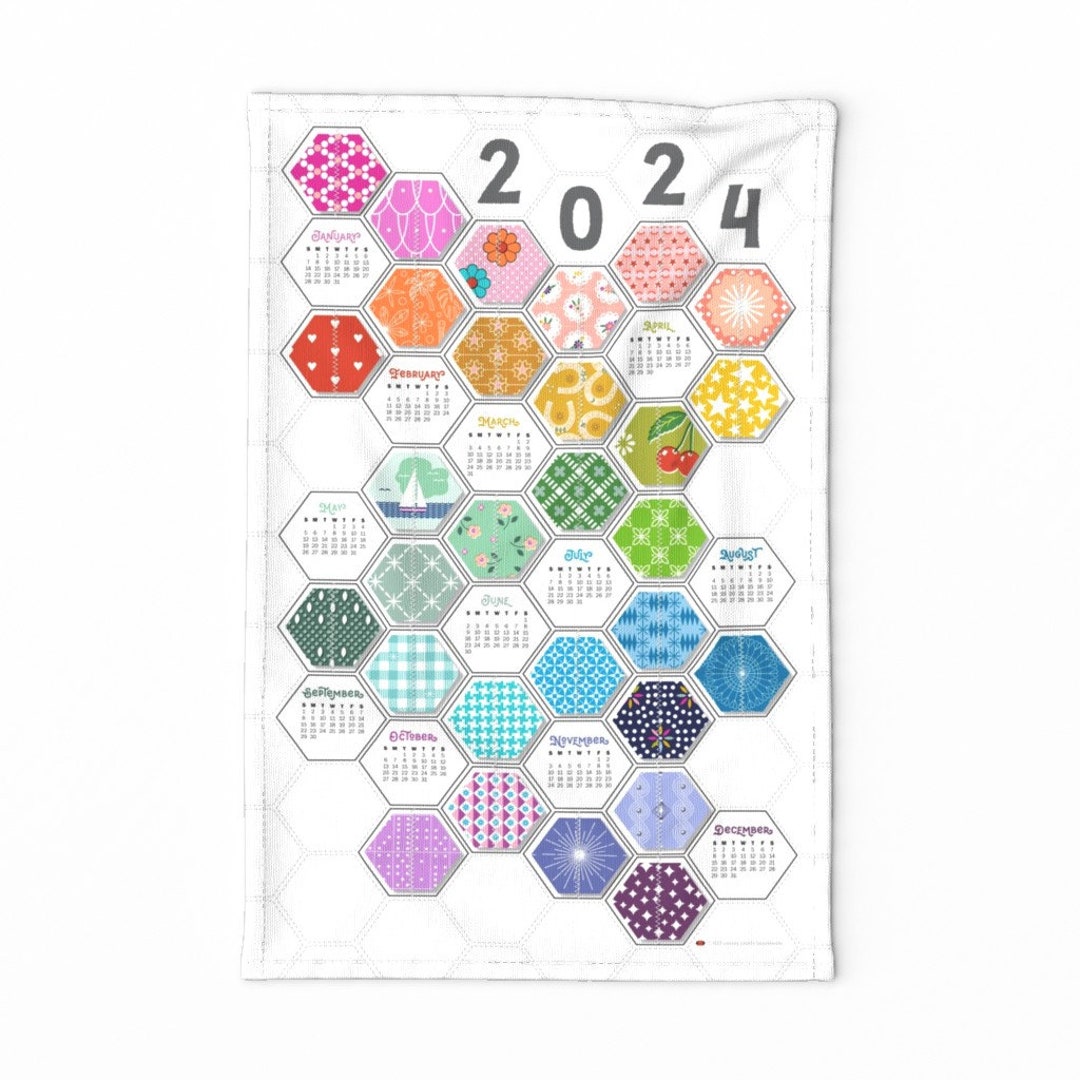 2024 Calendar Tea Towel 2024 Rainbow by Pennycandy Tea Towel