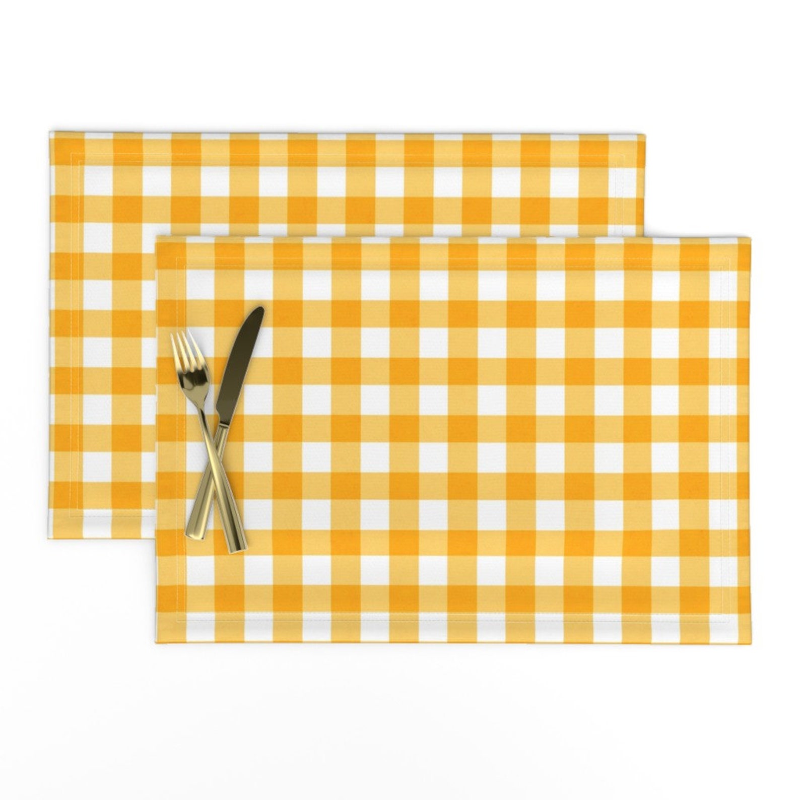 Plaid Placemats set of 2 Orange Yellow White Gingham by Etsy