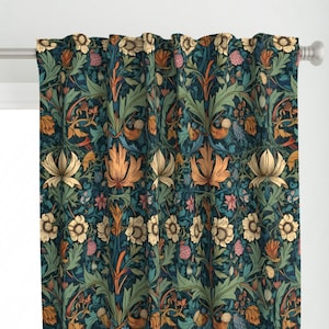 Art Nouveau Curtain Panel - Art Nouveau  by maria_marinova - William Morris Vivid Antique Green Cottage Custom Curtain Panel by Spoonflower