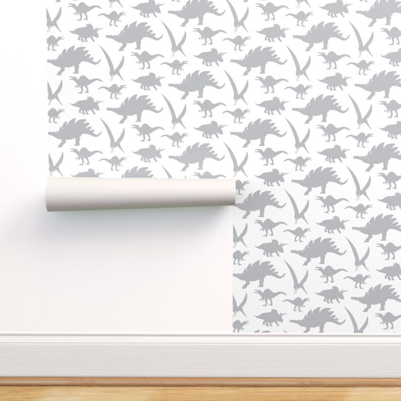 Animal Wallpaper Gray Dinosaur by Misschiffdesigns Gray | Etsy