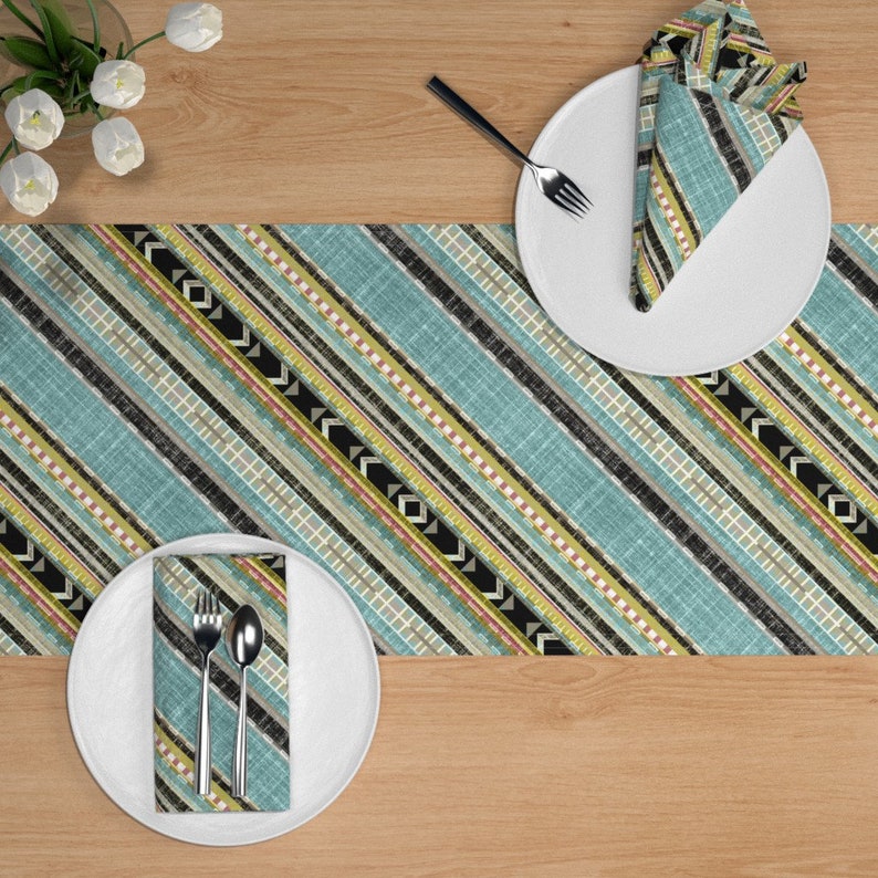 Aztec Table Runner Southwest Stripe Diagonal by joanmclemore Etsy