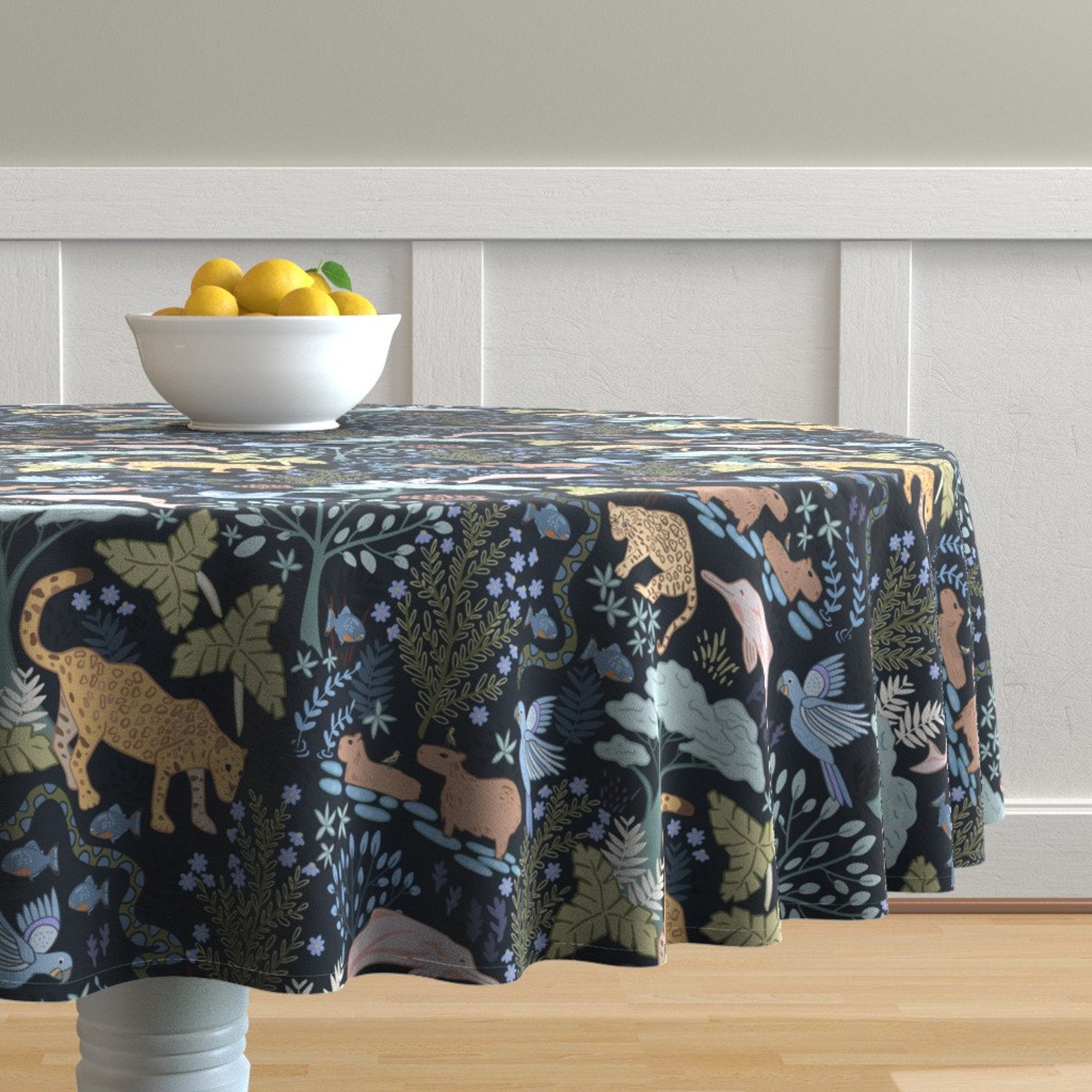 Jungle Animals Round Tablecloth Amazon Rainforest by Etsy
