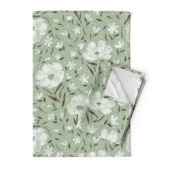 Sage green tea towels deals