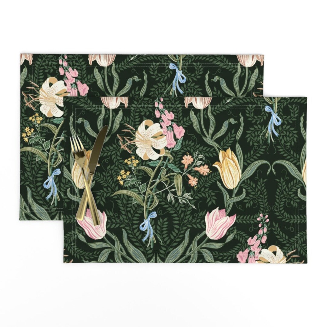 Victorian Placemats set of 2 Victoria Flower Garden by Etsy