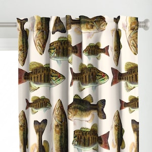 Angeln Panel - Panel Panel - Barsch von welavingmajor - Süßwasserfisch Gemalt Rustikal Cabin Sport Angeln Custom Panel von Spoonflower