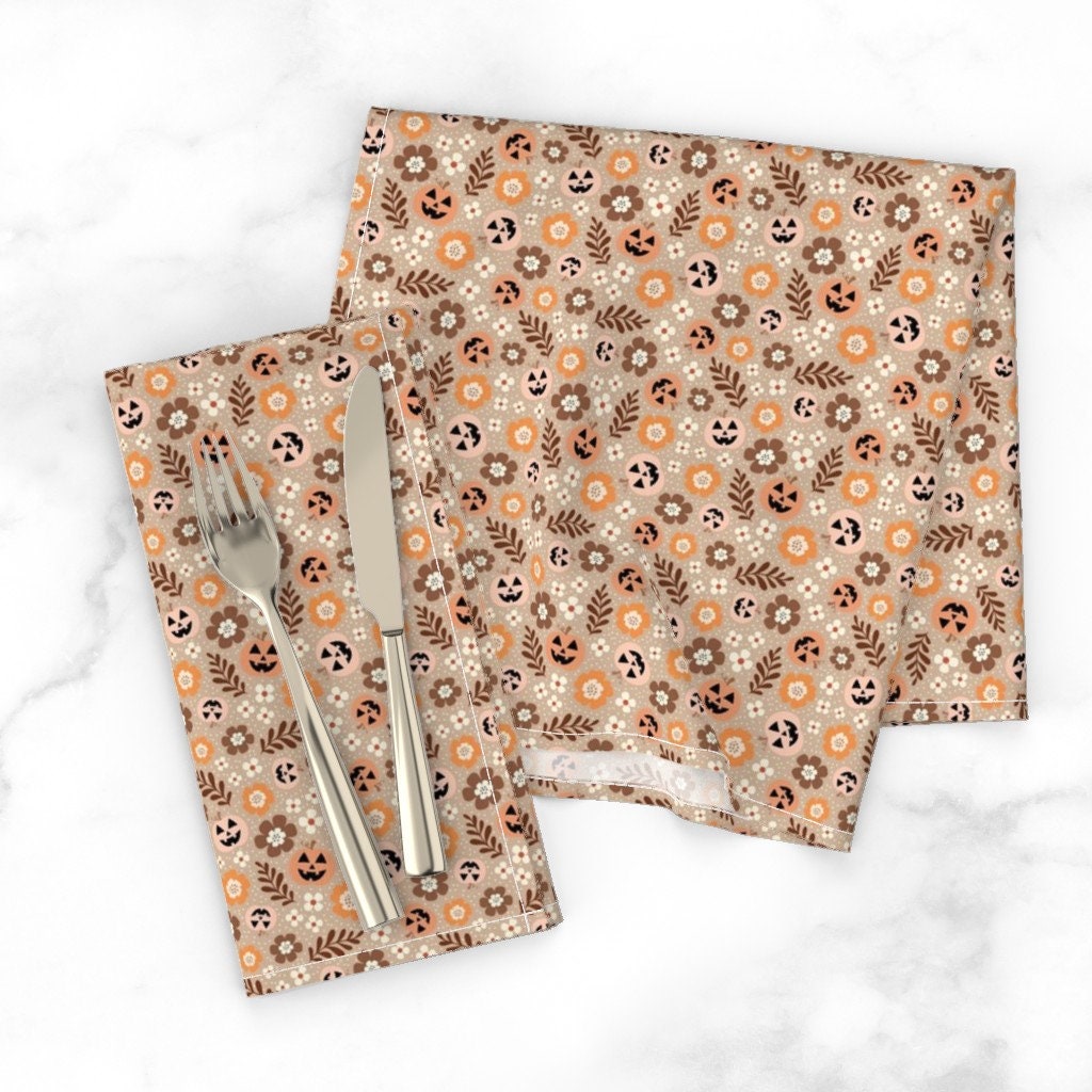 Discover Halloween Dinner Napkins Orange Autumn Fall