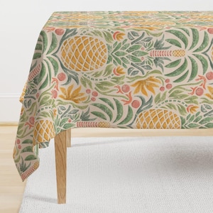 Colorful Tropical Tablecloth - Pineapple Palms by kristyndorsdesign - Pineapple Fruit Palm Trees Cotton Sateen Tablecloth by Spoonflower