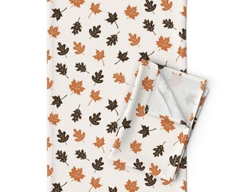 Autumn Leaves Tea Towels (Set of 2) - Harvest Blessing by amanda_grace_design - Fall Foliage Oak Tree Linen Cotton Tea Towels by Spoonflower