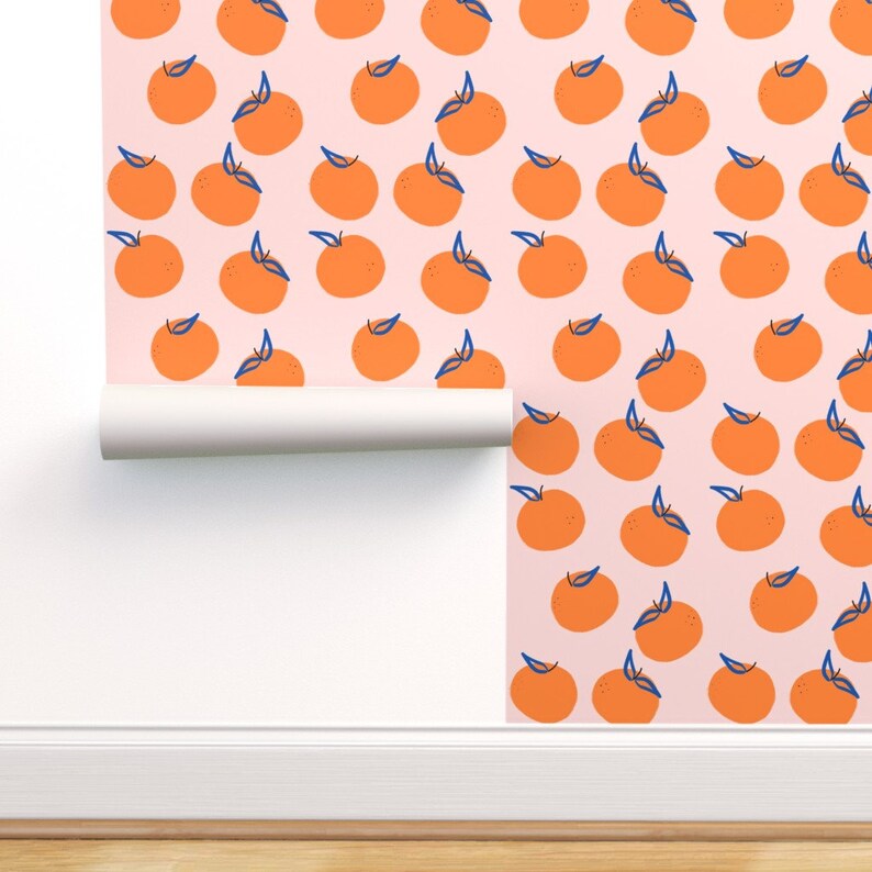 Pink Wallpaper Clementines Large Scale by Tarareed Etsy