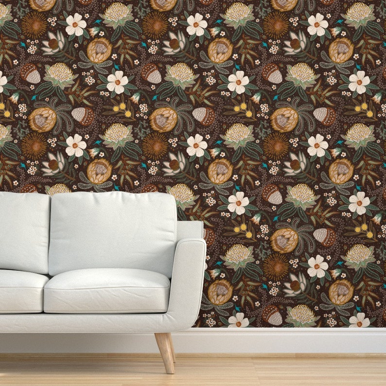 Australian Floral Wallpaper Australian Tribal Blooms by Etsy