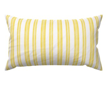 Yellow Accent Pillow - Modern Yellow Stripe by ronya_lake -  Painted Stripe Limon Coastal Rectangle Lumbar Throw Pillow by Spoonflower