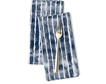 Blue Stripes Dinner Napkins (Set of 2) - Distressed Navy Stripes by littlearrowdesign - Weathered Look July 4th Cloth Napkins by Spoonflower