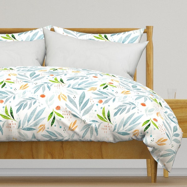 Watercolor Ladybug Bedding - Malibu Blues by lucindawei - Modern Botanical  Cotton Sateen Duvet Cover OR Pillow Shams by Spoonflower