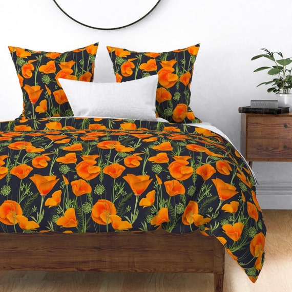 Orange Poppies Duvet Cover Poppies Outside by Etsy