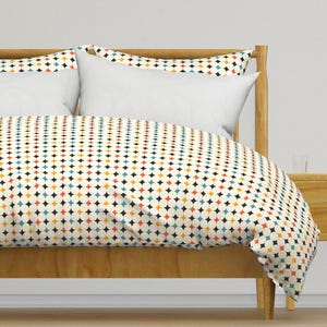 Retro Geo Bedding - Retro Bauhaus Diamonds by patternbase - Vintage Style Diamonds Cotton Sateen Duvet Cover OR Pillow Shams by Spoonflower