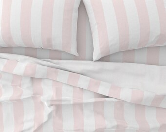 Pequot Double Flat Striped Pink Muslin Sheet