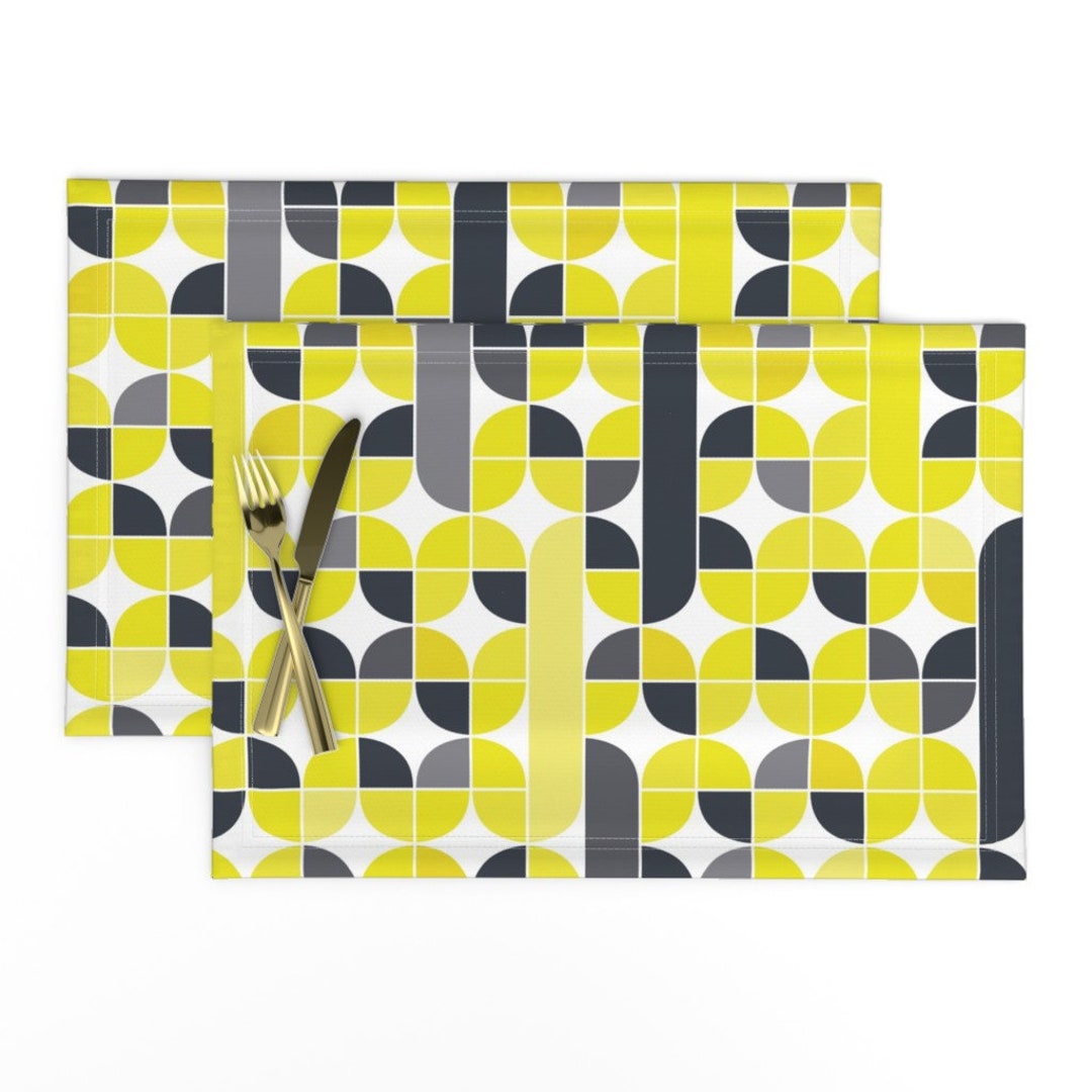 Citron Yellow Placemats set of 2 Just Around the Corner Etsy
