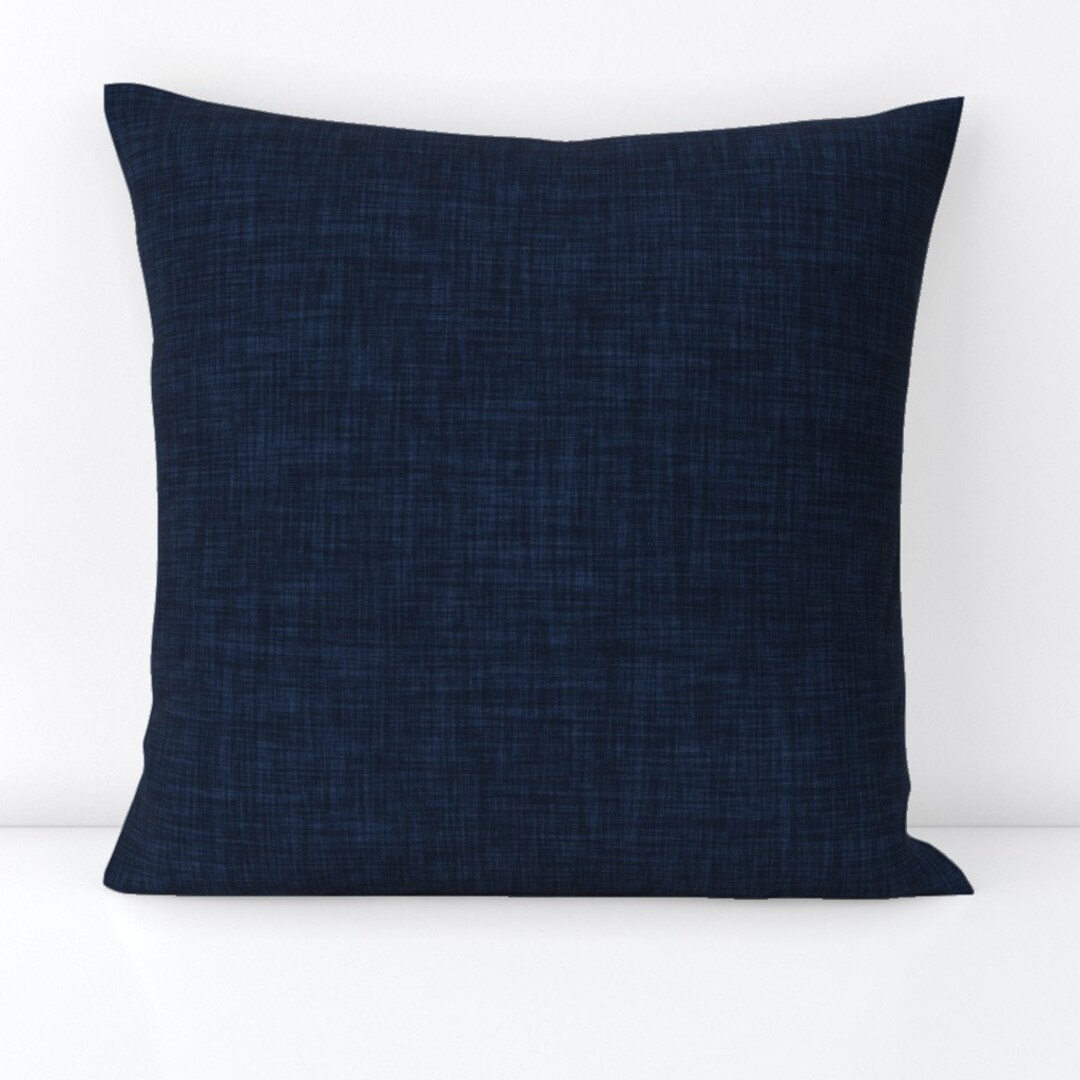 Navy Blue Throw Pillow Weathered Navy by Ivieclothco Linen Look Navy