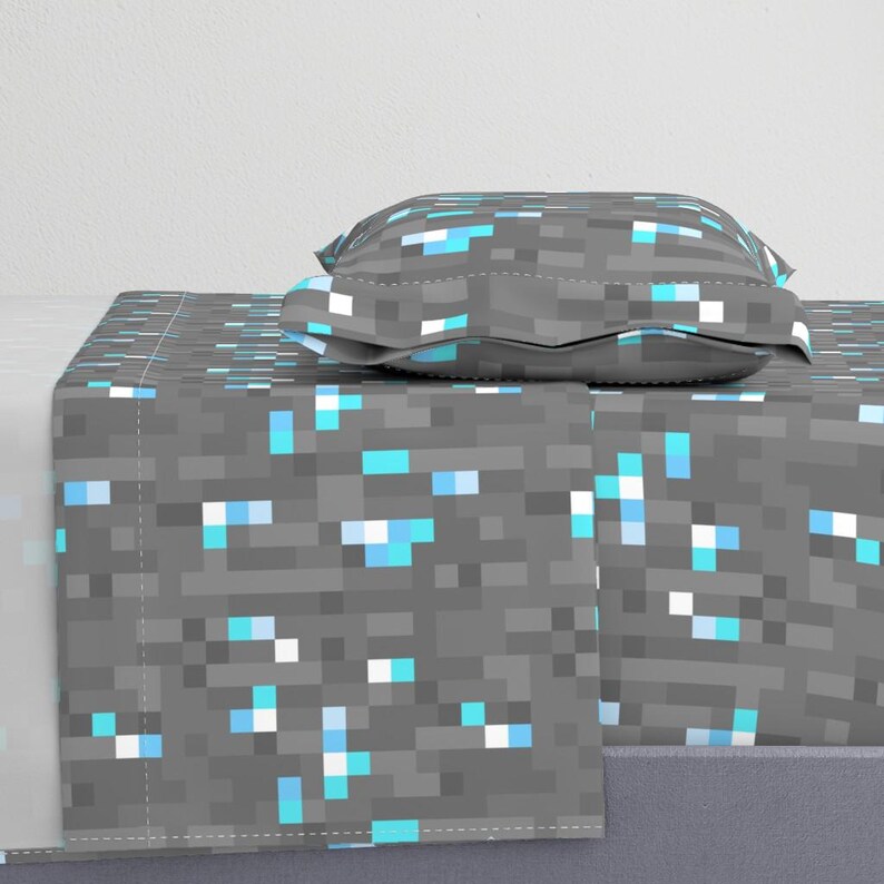 Sábanas de videojuegos - 8-bit Block de wilsongraphics - Juego de sábanas de satén de algodón moderno con diseño geométrico de píxeles gráficos de 8 bits de Spoonflower imagen 6