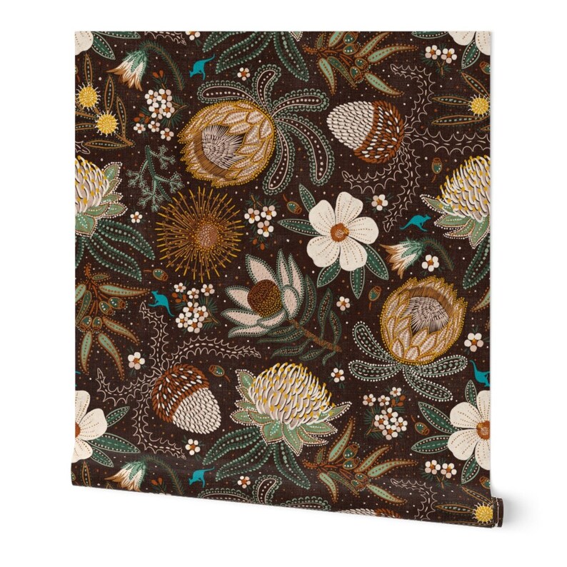 Australian Floral Wallpaper Australian Tribal Blooms by Etsy