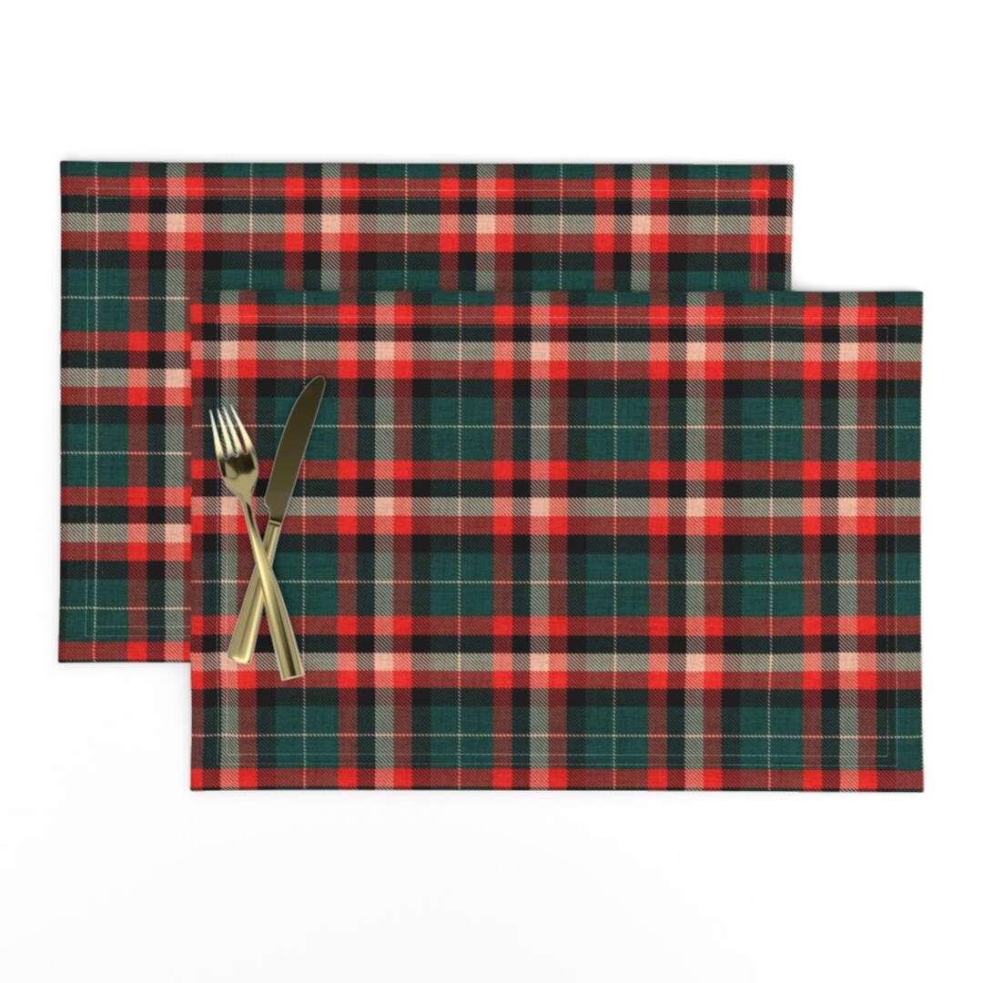 Christmas Plaid Placemats set of 2 Glenn Plaid by Etsy