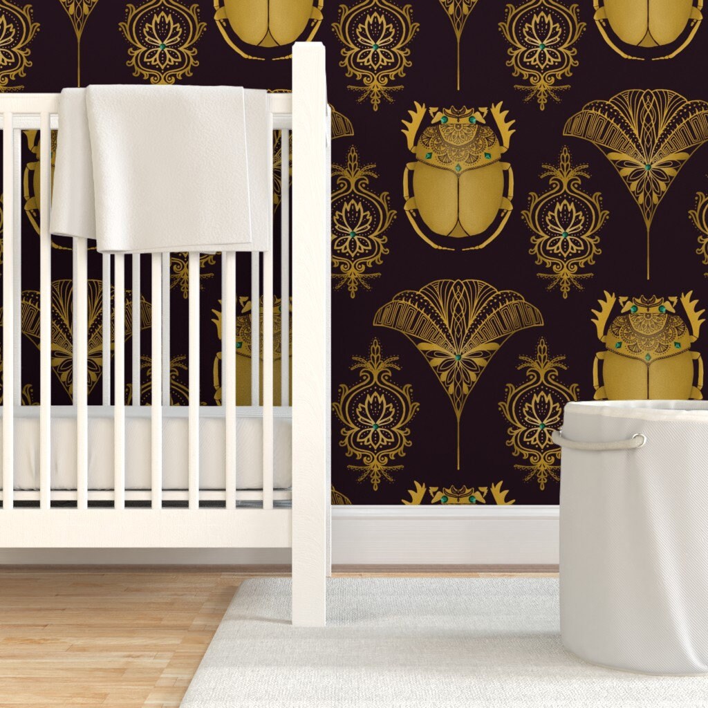 Egyptian Art Deco Commercial Grade Wallpaper Yellow Scarabs - Etsy