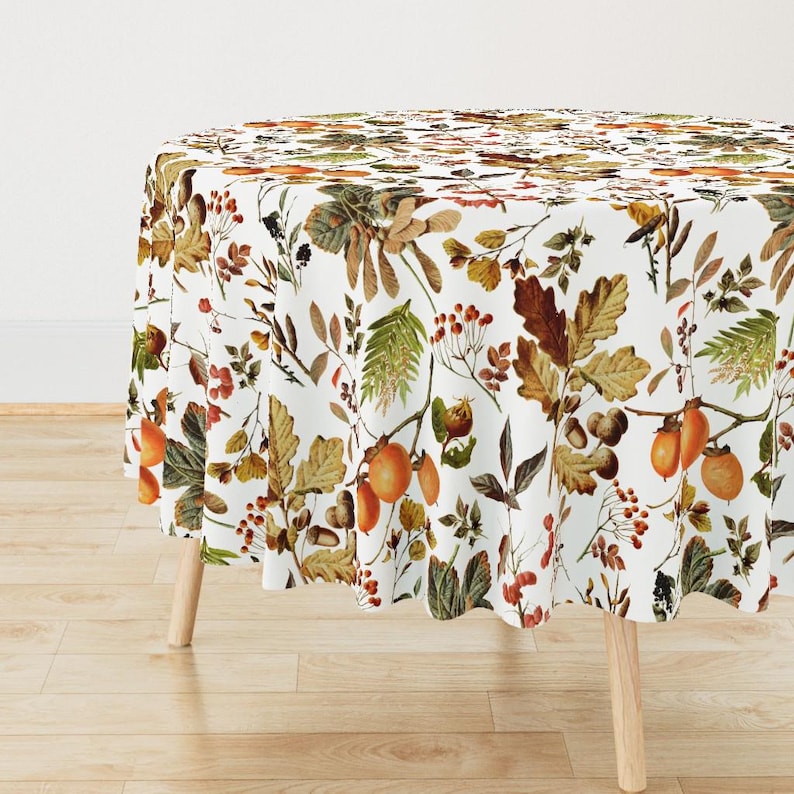 Fall Tablecloth - Vintage Botanical Autumn by Redbriarstudio - Vintage ...