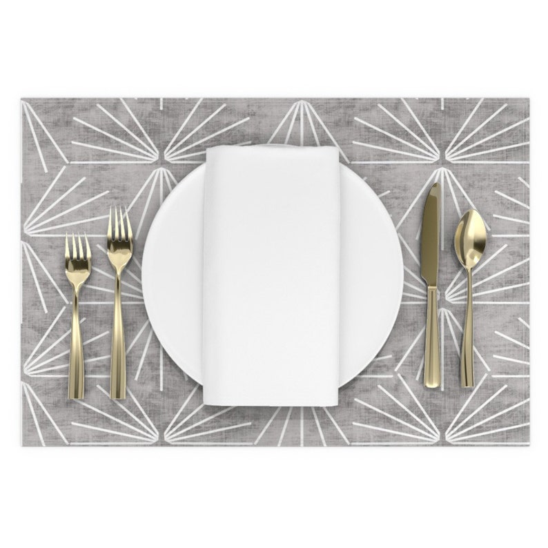 Geometric Placemats - Sun Tile Cement Light by holli/_zollinger Set of 2 Linen Texture Modern Home Decor Cloth Placemats by Spoonflower