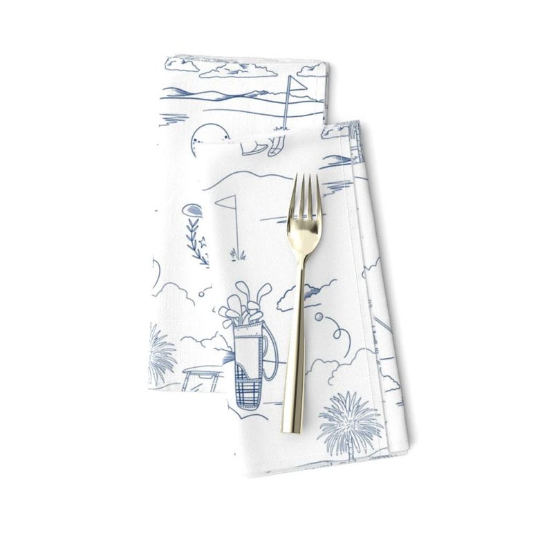 Spoonflower Golf Heaven Toile Dinner Napkins - Thumbnail 2