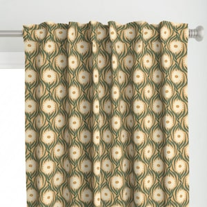 Funky gordijnpaneel - handgetekende crème groen perzik bloemen neutraal Boho aangepast gordijnpaneel - bloemen op perzik door scarlet_soleil-