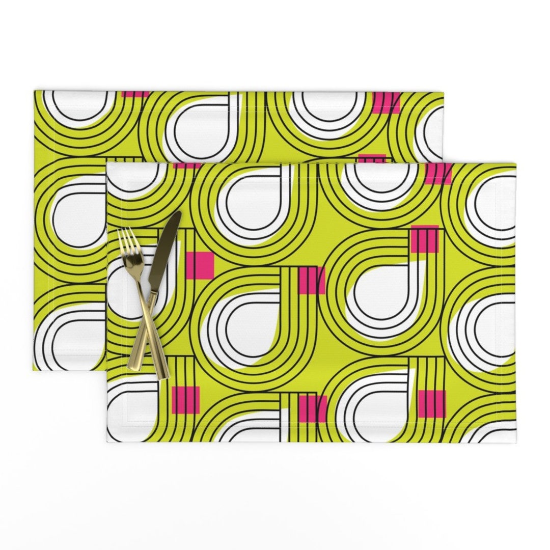 Green Placemats set of 2 Droplet by Ottomanbrim Retro Modern Wallpaper